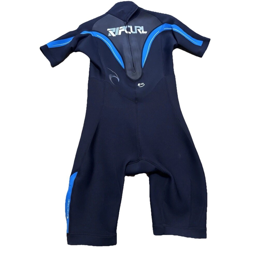 Rip Curl Dawn Patrol E3 2/2 Shorty Wetsuit Mens M Blue Black Back Zip Surf